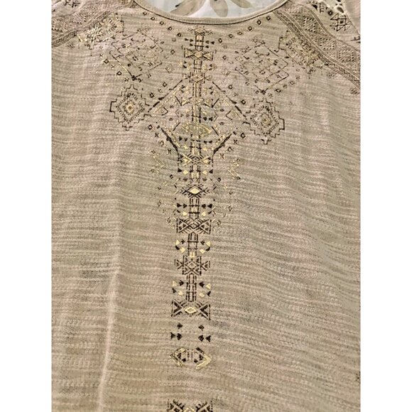 Miss Me Womens Large Beige Fringe Back Crocheted Sexy Cut Sleeve Shirt Blouse - Picture 9 of 12